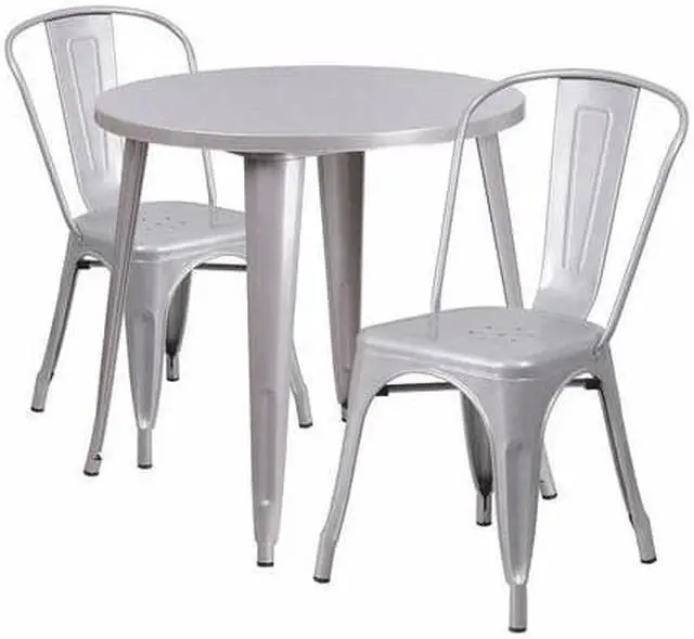 Alt view image 8 of 18 - Flash Furniture Baker Indoor-Outdoor 30" Round Table Set with 2 Cafe Chairs Red (CH519TH218CRED)