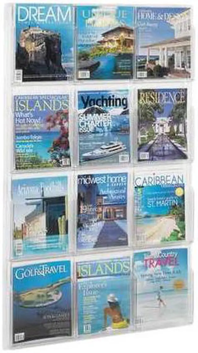 Alt view image 15 of 20 - Safco Reveal Clear Literature Displays 12 Compartments 30w x 2d x 49h Clear