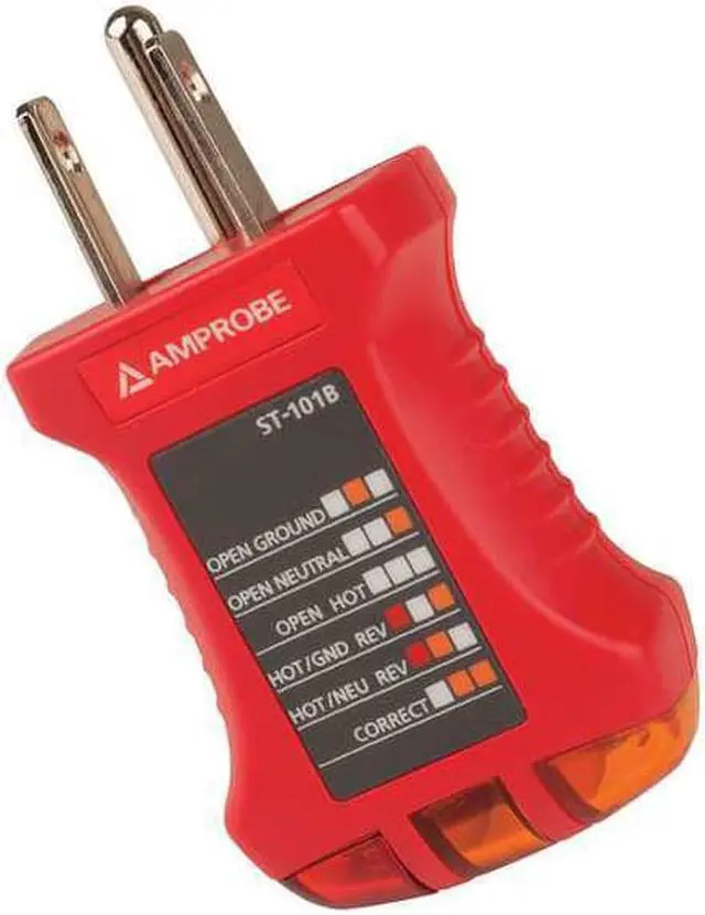 Alt view image 3 of 6 - AMPROBE ST-102B Receptacle Tester with GFCI,110to 125VAC