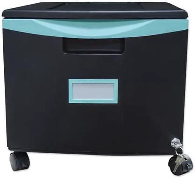Alt view image 9 of 18 - Storex Single-Drawer Mobile Filing Cabinet 14.75wx18.25dx12.75h Black/Teal