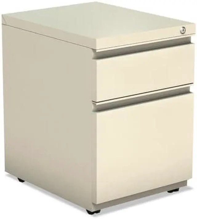 Alt view image 7 of 8 - Alera - PBBFPY - Two-Drawer Metal Pedestal Box File w/Full Length Pull, 14 7/8w x 19 1/8d, Putty