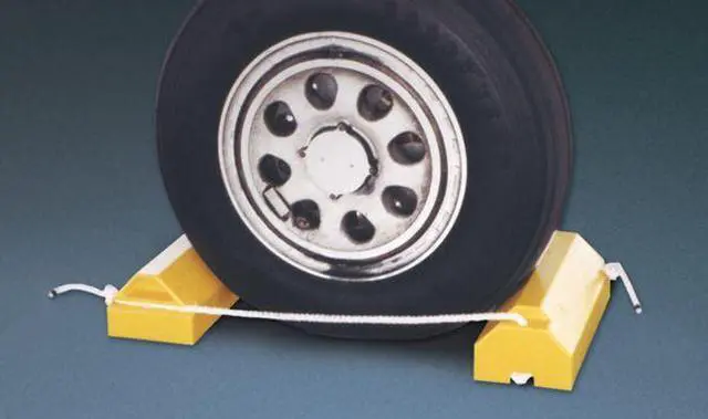 Alt view image 4 of 5 - Airplane Chock,4 In H,Urethane,Yellow MONSTER MOTION SAFETY BY CHECKERS AC4614-LR