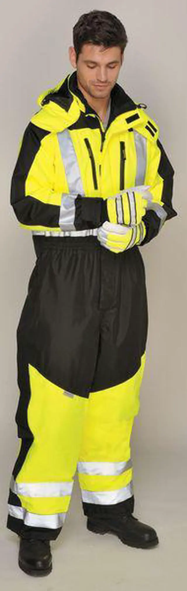 Alt view image 5 of 7 - OCCUNOMIX SP-CVL-BY4X Cold Weather Coverall Rainsuit, Polyester, 9.8 mil Thick,
