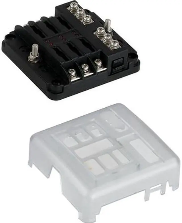 Alt view image 3 of 4 - Sea-Dog Blade Style LED Indicator Fuse Block w/Negative Bus Bar - 6 Circuit
