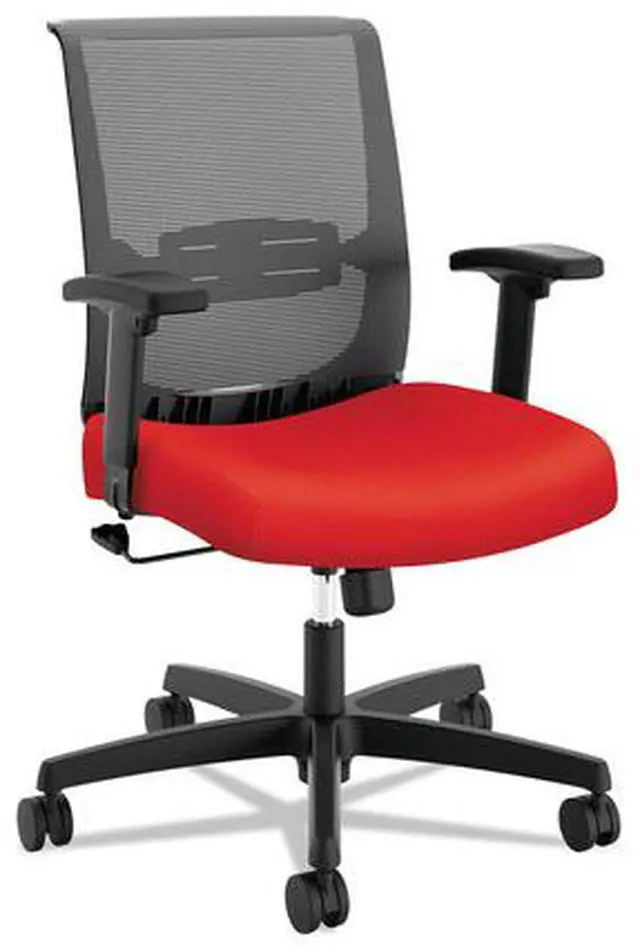 Alt view image 3 of 9 - HON Mid-Back Task Chair with Swivel-Tilt Control  Supports up to 275 lbs.  Red Seat  Black Back  Black Base CMZ1ACU67