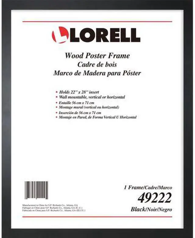 Alt view image 3 of 3 - Lorell Solid Wood Poster Frame - 22" x 28" Frame Size - Rectangle - Wall Mountable - Horizontal, Vertical - 1 Each - Solid Wood - Black