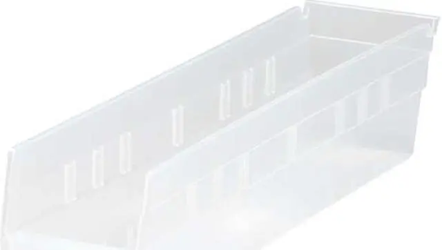 Alt view image 3 of 3 - QUANTUM STORAGE SYSTEMS QSB103CL Shelf Storage Bin, Polypropylene, Clear, 4 in