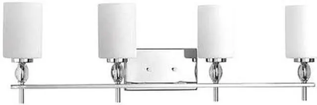 Main image of Status Bath Vanity, 4-Light, Polished Chrome, Etched Linen Glass, 34"W (P2777-15 AJ8PY)