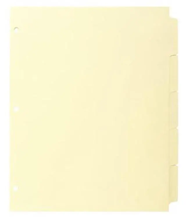 Alt view image 5 of 7 - Business Source Plain Tab Indexes 3HP 5-Tab 11"x8-1/2" 36 Sets/BX Canary 16480