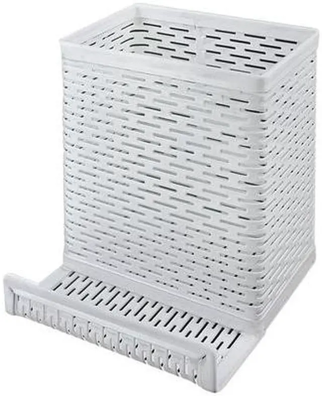 Alt view image 4 of 4 - Artistic Urban Collection Punched Metal Pencil Cup/Cell Phone Stand 3 1/2 x 3 1/2 White ART20014WH