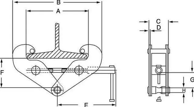 Alt view image 3 of 5 - DAYTON 3KR12 Beam Clamp,Vertical Lift,4000 lb.