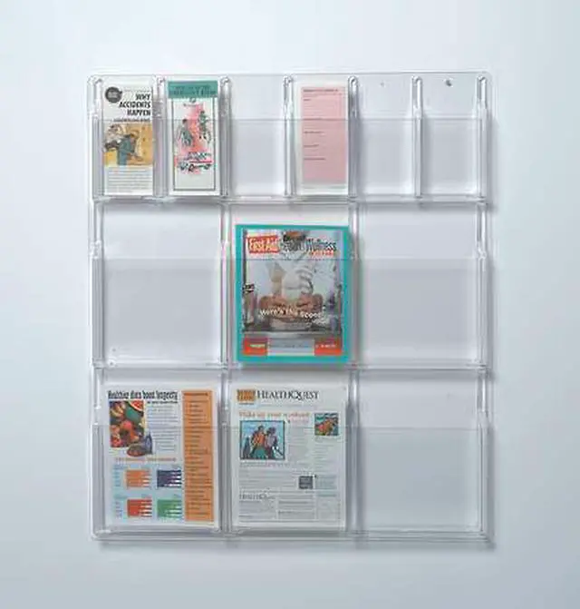Alt view image 13 of 20 - Safco Reveal Clear Literature Displays 12 Compartments 30w x 2d x 34-3/4h Clear