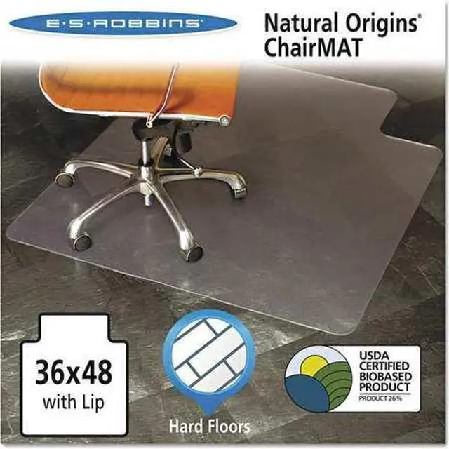 Alt view image 6 of 14 - Es Robbins Natural Origins Chair Mat With Lip For Hard Floors 36 x 48 Clear 143002