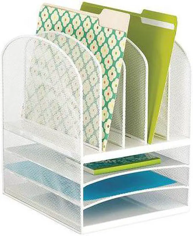 Alt view image 9 of 15 - Safco Onyx Mesh Desk Organizer Eight Sections 11 1/2 x 9 1/2 x 13 White 3266WH