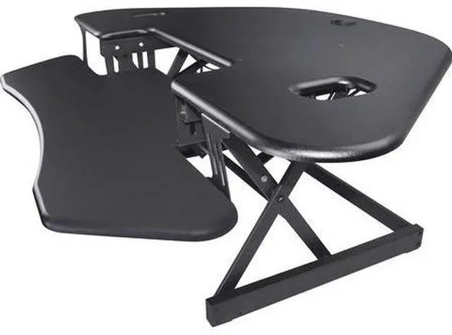 Alt view image 4 of 10 - Lorell Corner Desk Riser Adjustable 45-3/5"Wx31"Lx18-1/10"H BK 82014