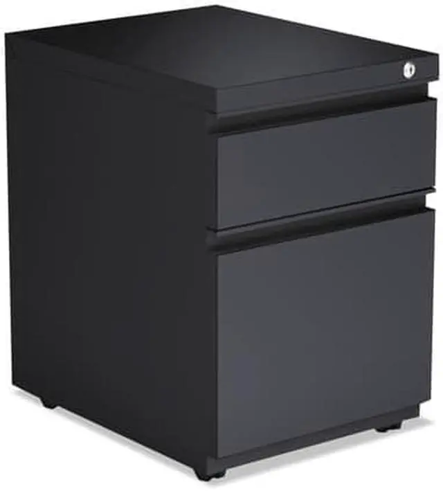 Alt view image 4 of 5 - Alera - PBBFCH - 2-Drawer Metal Pedestal Box File w/Full Length Pull, 14 7/8w x 19 1/8d, Charcoal