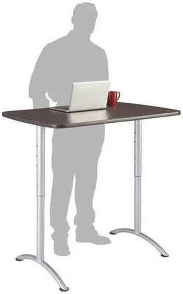 Alt view image 11 of 12 - Iceberg - 69305 - Iceberg Walnut Top Sit-to-Stand Table - Rectangle Top - Arch Base - 2 Legs - 48 Table Top Length x 30