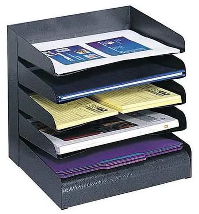 Alt view image 11 of 13 - Safco Steel Desk Tray Sorter 5-Tier Ltr 12"x9-1/2"x11-1/4" BK 3127BL