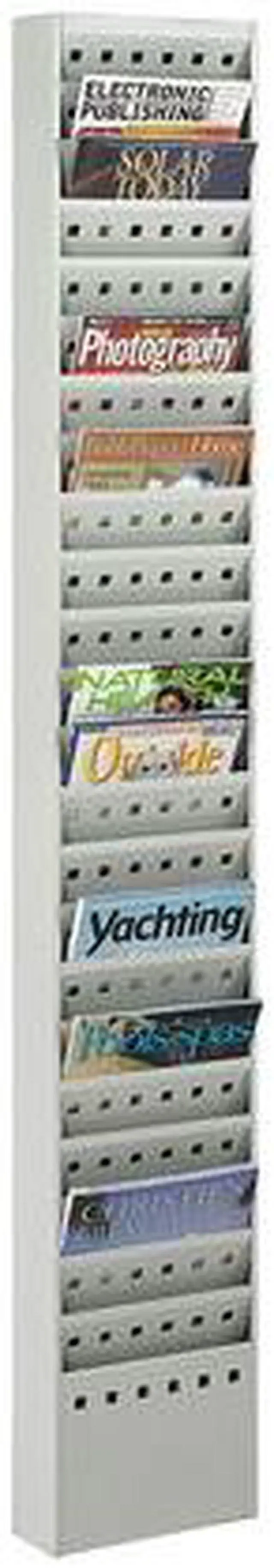 Alt view image 11 of 20 - Safco Steel Magazine Rack 23 Compartments 10w x 4d x 65-1/2h Gray 4322GR