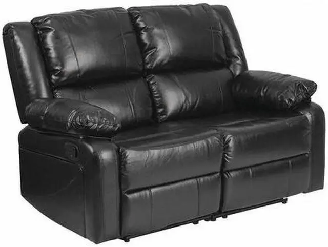 Alt view image 10 of 16 - Harmony Series Black LeatherSoft Loveseat with Two Built-In Recliners