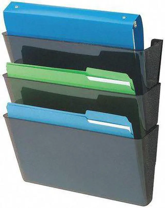 Alt view image 3 of 8 - Deflect-o 93604 Recycled Docupocket Wall File - 8.50" Width x 11" Length Sheet Size - 3 Pockets - Black - 3 / Set, 1 Set