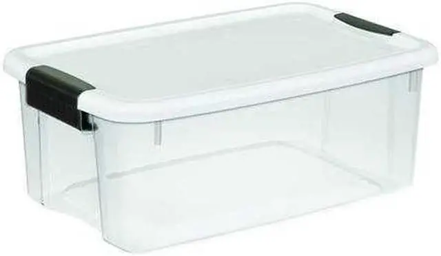 Main image of STERILITE 19849806 Clear/White Storage Tote 18 1/8 in x 12 1/4 in x 7 in H, 1 PK