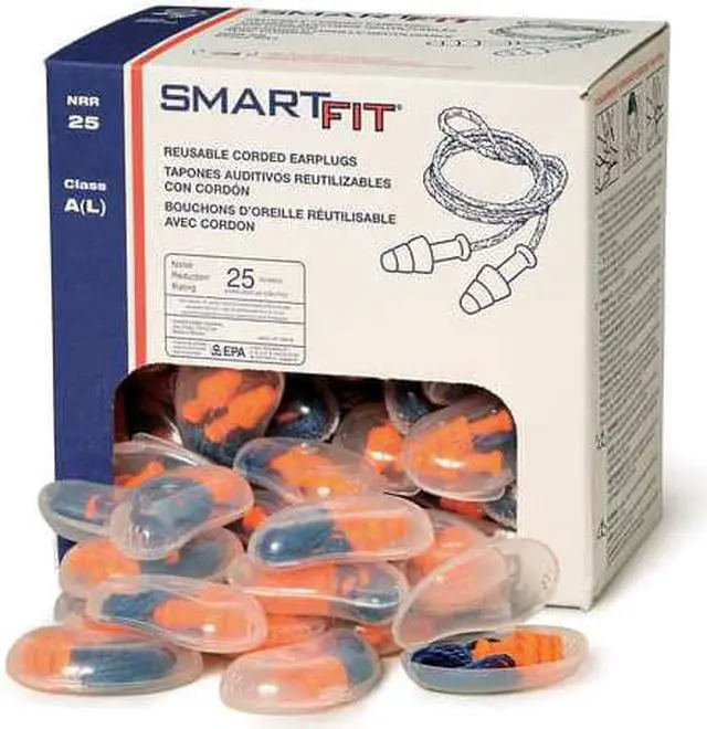 Alt view image 7 of 9 - Smartfit Reusable Earplugs, Tpe, Orange, Corded, Hearpack