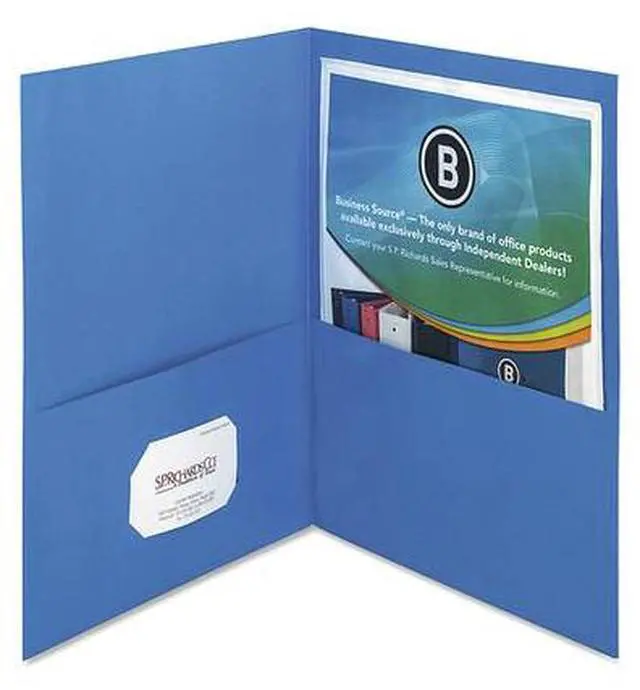 Alt view image 6 of 7 - Business Source 2-Pocket Folders 125 Sht Cap Letter 12"x9" 25/BX L.BLUE 78491