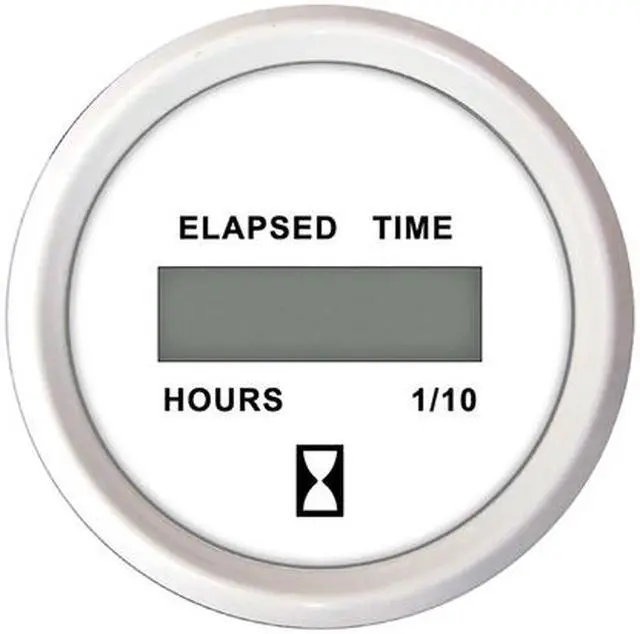 Alt view image 3 of 4 - Faria 2" Hourmeter (Digital) 10,000 Hours 12-32VDC Dress White - Retail Package
