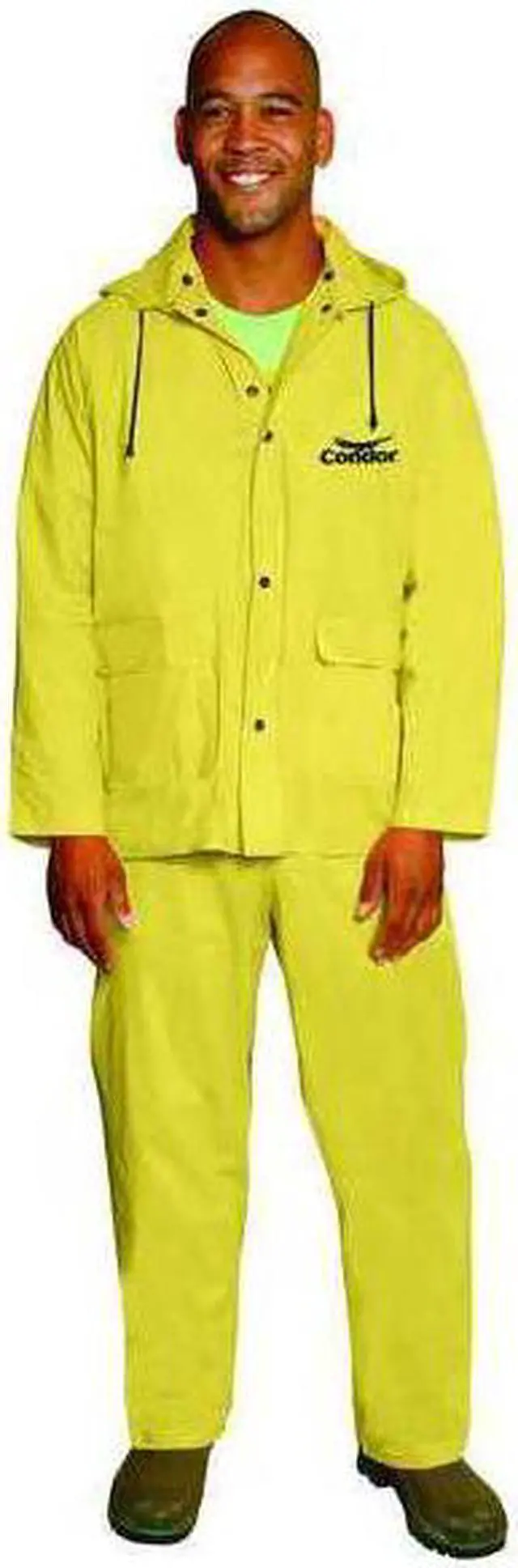 Alt view image 4 of 4 - CONDOR 5T915 3 Piece Rainsuit w/Detach Hood,Yellow,2XL