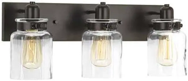Main image of Calhoun Bath Vanity, 3-Light, Antique Bronze, Clear Glass, 21.75"W (P300047-020 AJ8QH)