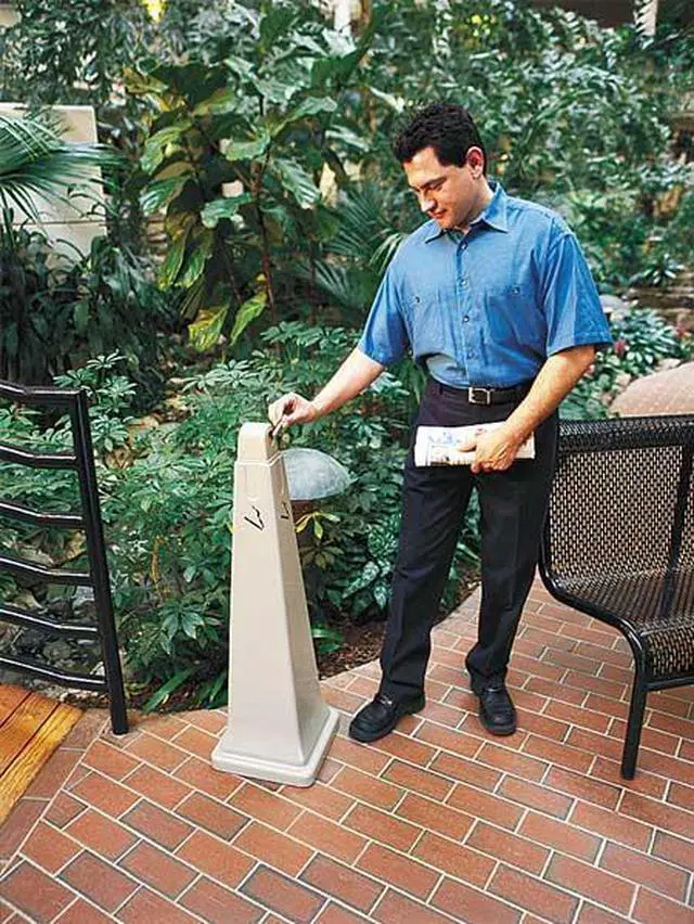 Alt view image 7 of 8 - Cigarette Receptacle,1 gal.,Black RUBBERMAID FG257088BLA