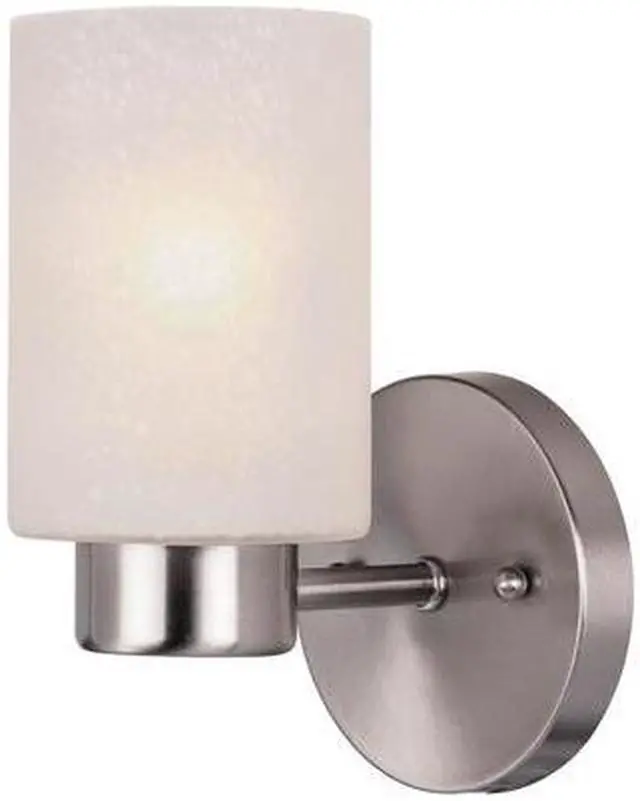 Alt view image 3 of 3 - Westinghouse 6227800 Sylvestre One-Light Indoor Wall Fixture, Brushed Nickel Finish with Frosted Seeded Glass