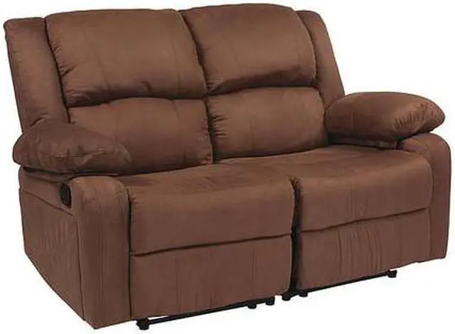 Alt view image 13 of 20 - Harmony Series Chocolate Brown Microfiber Loveseat with Two Built-In Recliners