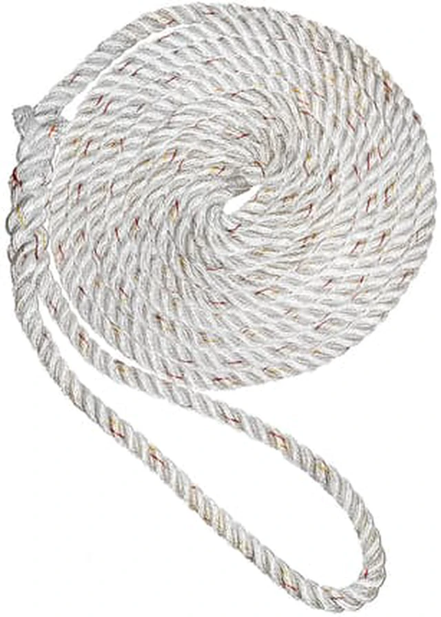 Alt view image 7 of 10 - New England Ropes 3/8" X 15' Premium Nylon 3 Strand Dock Line - White w/Tracer