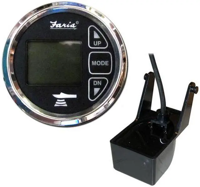 Alt view image 2 of 3 - Faria 2" Dual Depth Sounder w/Air & Water Temp Transom Mount Transducer - Chesapeake SS Black