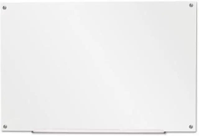 Alt view image 2 of 3 - Universal Frameless Glass Marker Board, 36" X 24", White UNV43232 Includes marker holder and mounting kit