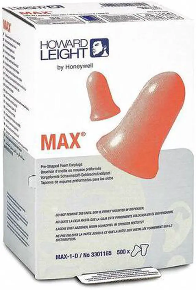 Alt view image 4 of 16 - Howard Leight by Honeywell MAX-1 D Single-Use Earplugs Cordless 33NRR Coral LS 500 Refill HOWMAX1D