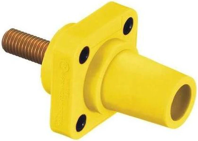 Main image of HUBBELL HBLFRSY Receptacle,4-4/0,Ylw,Stud,Taper Nose