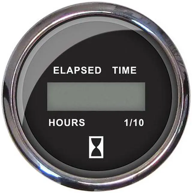 Alt view image 5 of 6 - Faria 2" Hourmeter 10,000 Hours Digital, 12-32VDC - Chesapeake Black w/Stainless Steel Bezel