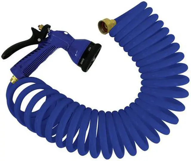 Alt view image 6 of 10 - Whitecap 25' Blue Coiled Hose w/Adjustable Nozzle