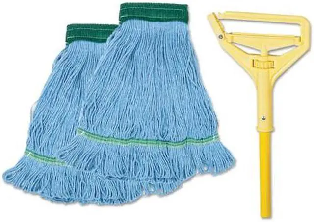 Alt view image 12 of 19 - Boardwalk 400MBC Looped-End Mop Kit, Medium, 60 Inch Metal/Polypropylene Handle, Blue/Yellow