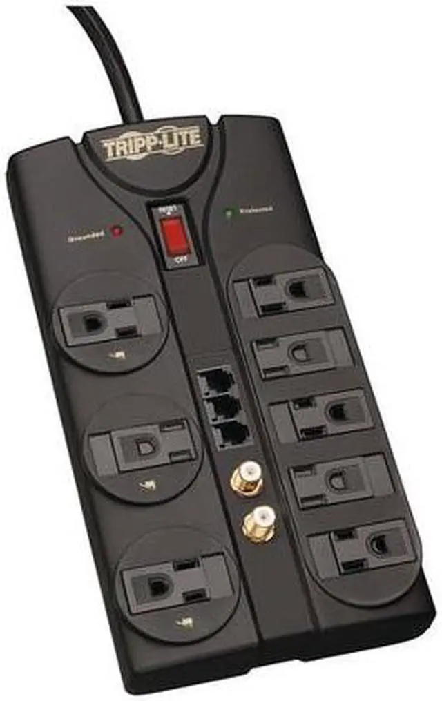 Alt view image 7 of 12 - Tripp Lite Tlp808Teltv 8-Outlet Surge Suppressor ,Telephone, Modem, Fax & Coaxial Protection