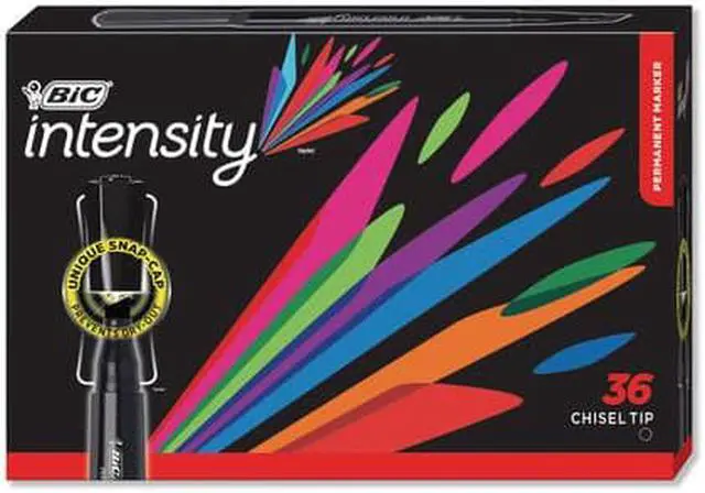 Alt view image 7 of 12 - BIC Intensity Chisel Tip Permanent Marker Broad Black 36/Pack GPMM36BK