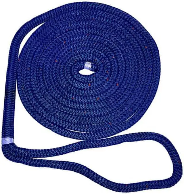Alt view image 7 of 9 - New England Ropes 3/8" X 15' Nylon Double Braid Dock Line - Blue w/Tracer