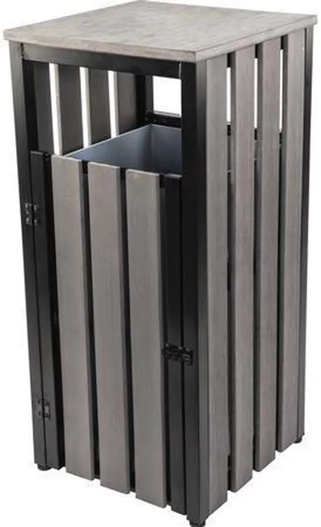 Alt view image 2 of 8 - Lorell Waste Bin, Outdoor, W/Ashtray, 15-3/4"X15-3/4"X33-3/5", Ccl (LLR42693)