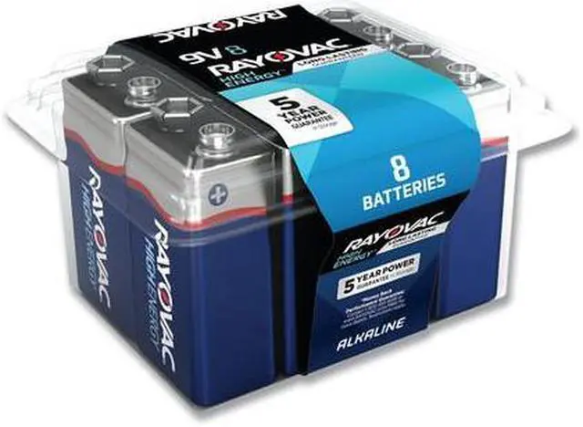 Alt view image 13 of 15 - Rayovac High Energy Premium Alkaline Battery 9V 8/Pack A16048PPK