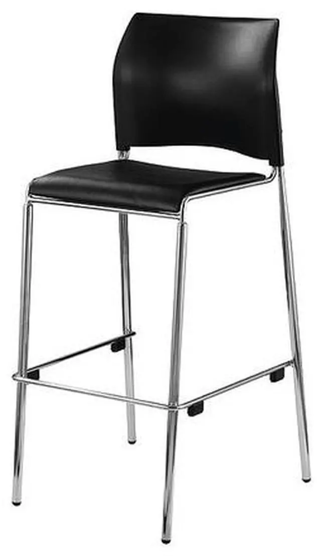 Main image of NPS 8710B1110 Cafetorium Bar Height Stool - Padded Seat/Back - Supports Up to 500 lb - 31" Seat Height - Black Seat, Black Back,Chrome Base
