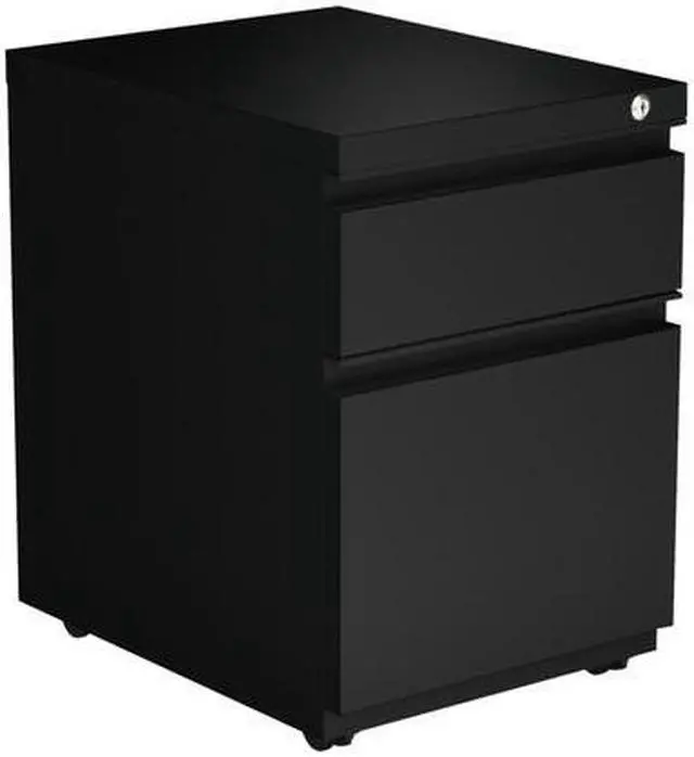 Alt view image 7 of 8 - Alera - PBBFBL - Two-Drawer Metal Pedestal Box File w/Full-Length Pull, 14 7/8w x 19 1/8d, Black