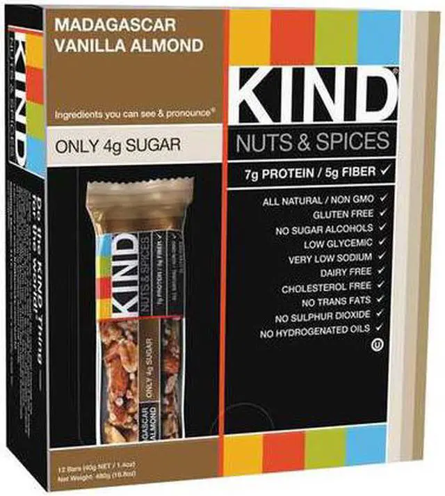 Main image of KIND 17850 Nuts and Spices Bar, Madagascar Vanilla/Almond, 1.4 oz, 12/Box